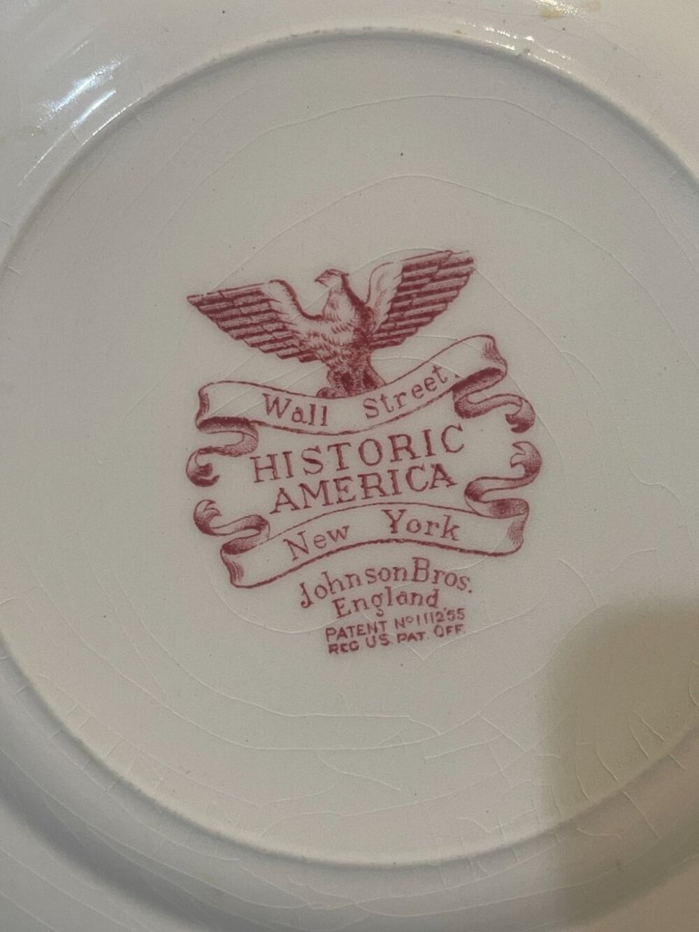 Johnson Bros Historic America Wall Street Red Transferware Plate - Picture 6 of 9